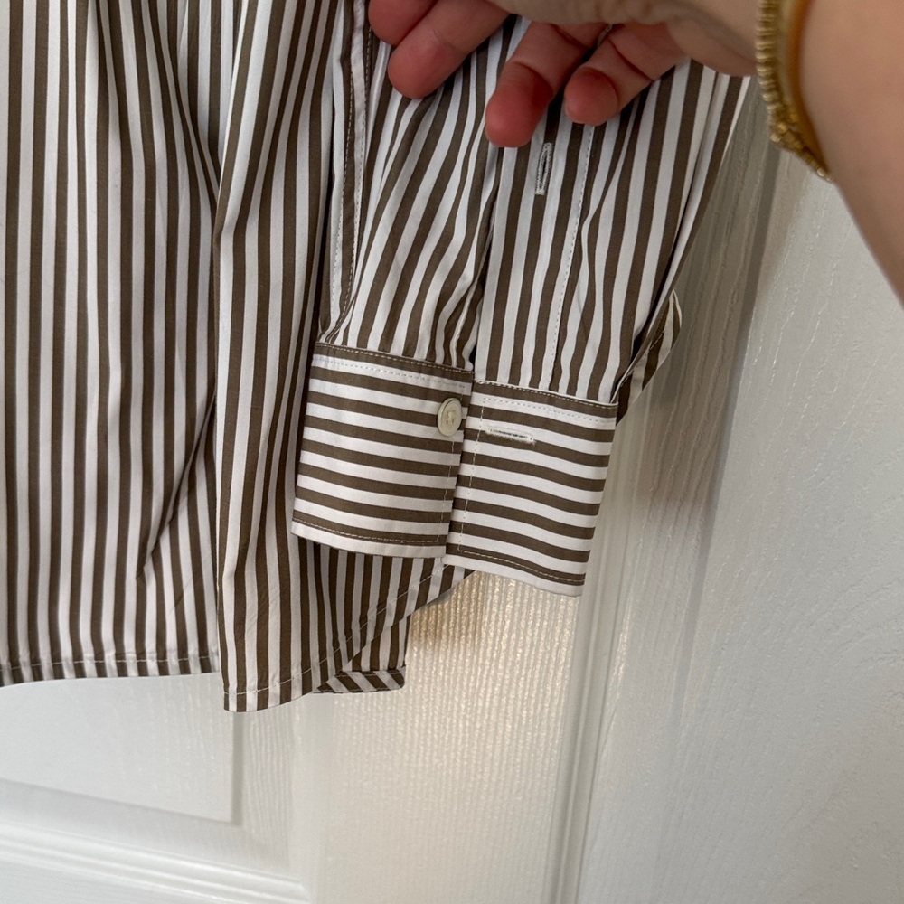 Toteme Women’s Brown and White Striped Cotton Poplin Shirt Euro Size 40 - Picture 13 of 13